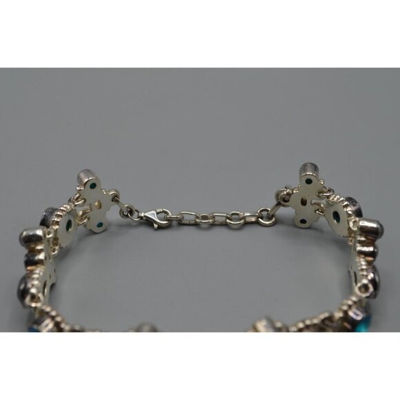 Sajen Blue Topaz Stone & Sterling Silver Link Chain Bracelet 925 Stamp 35.71g 9" - Picture 5 of 12